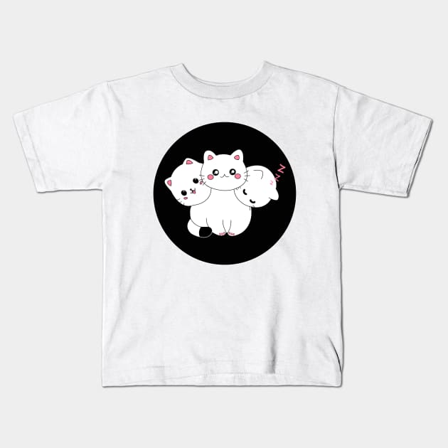 White Cat Cerberus Kids T-Shirt by Perseeds